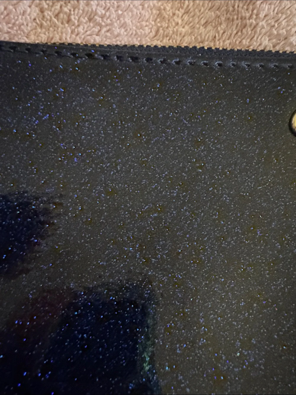 kate spade Navy Blue Glitter Patent Pencil/Cosmetic Bag with Gold Spade Logo